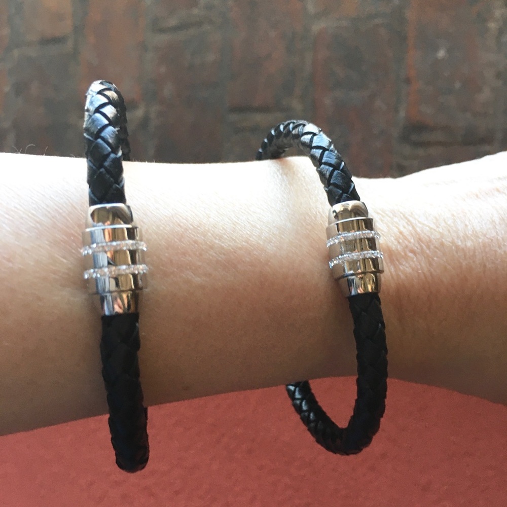 NEW Leather & Rhinestone Bracelets - Picture 6 of 8